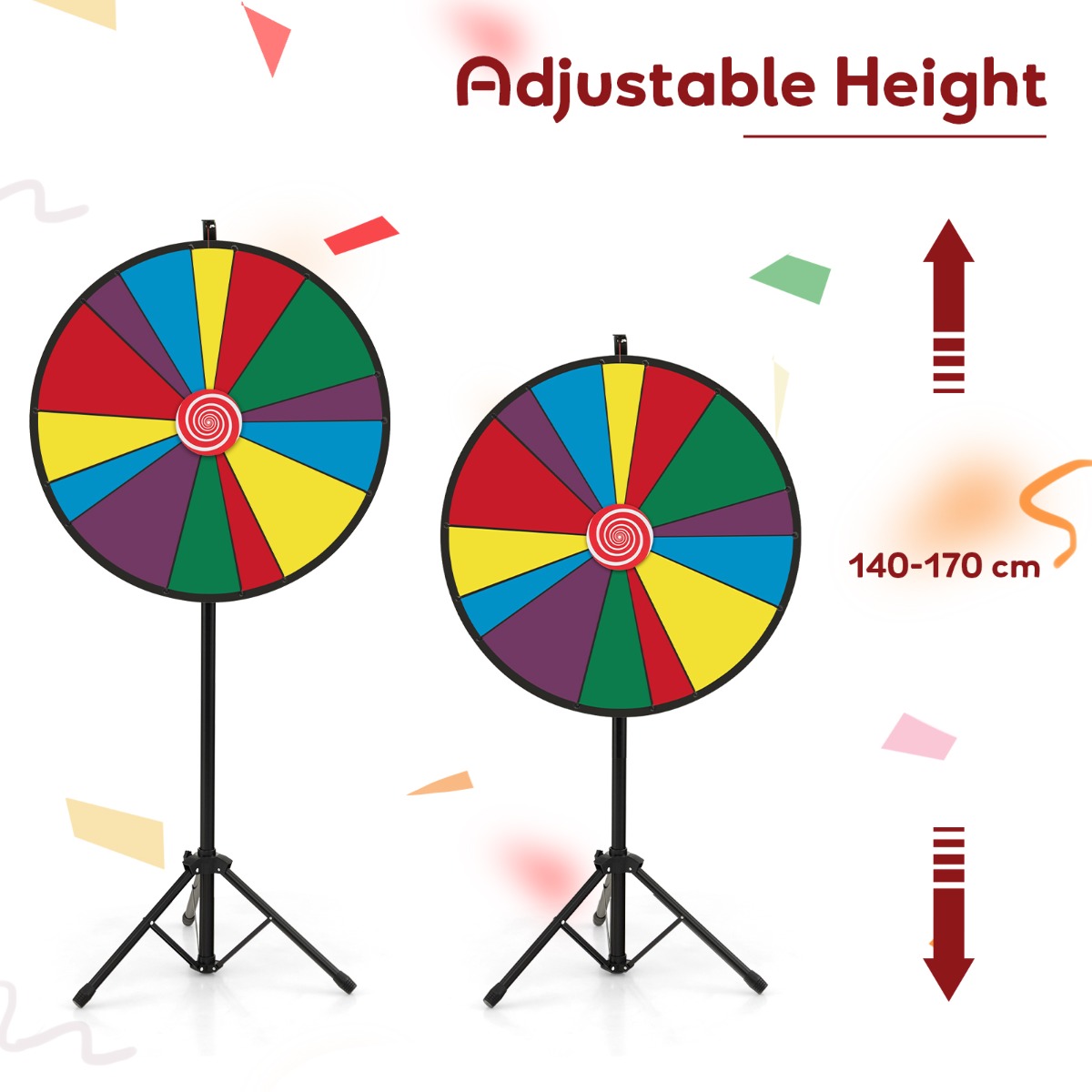 LIVSK Draaiprijs Wiel - Verstelbaar van 140-170 cm - Inclusief Droogmarker en Gum - Draagtas - Gekleurd