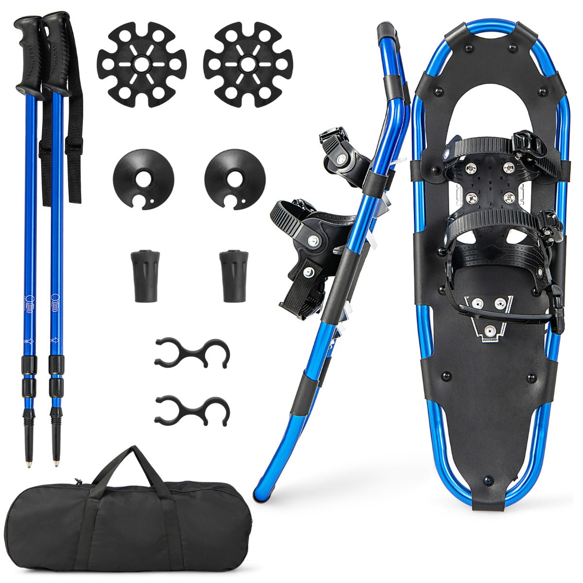 LIVSK 4-in-1 Set Sneeuwschoenen met Klimhulp en Draagtas - Lichtgewicht Aluminium - Verstelbare Binding - Tot Schoenmaat 45 -