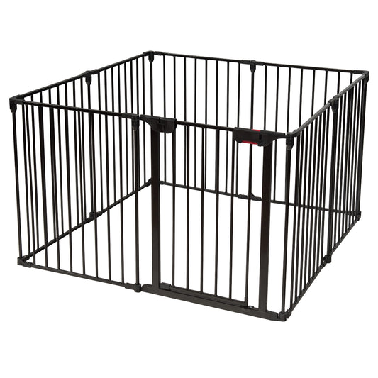 LIVSK Inklapbaar Hondenhek - Vrije Vormaanpassing - Stevige Stalen Buizen - Eenvoudig te Monteren - 122 x 118 x 74 cm - Zwart