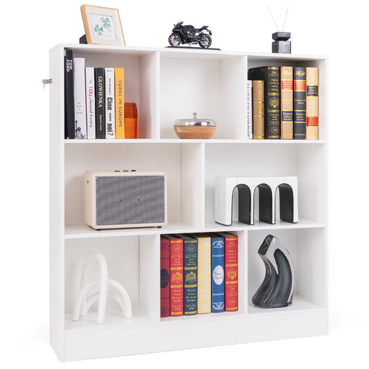 LIVSK Boekenkast met 8 Vakken - Stevig MDF - Anti-Kantelsets - Tot 160 kg Draagvermogen - Voor Woonkamer en Slaapkamer -