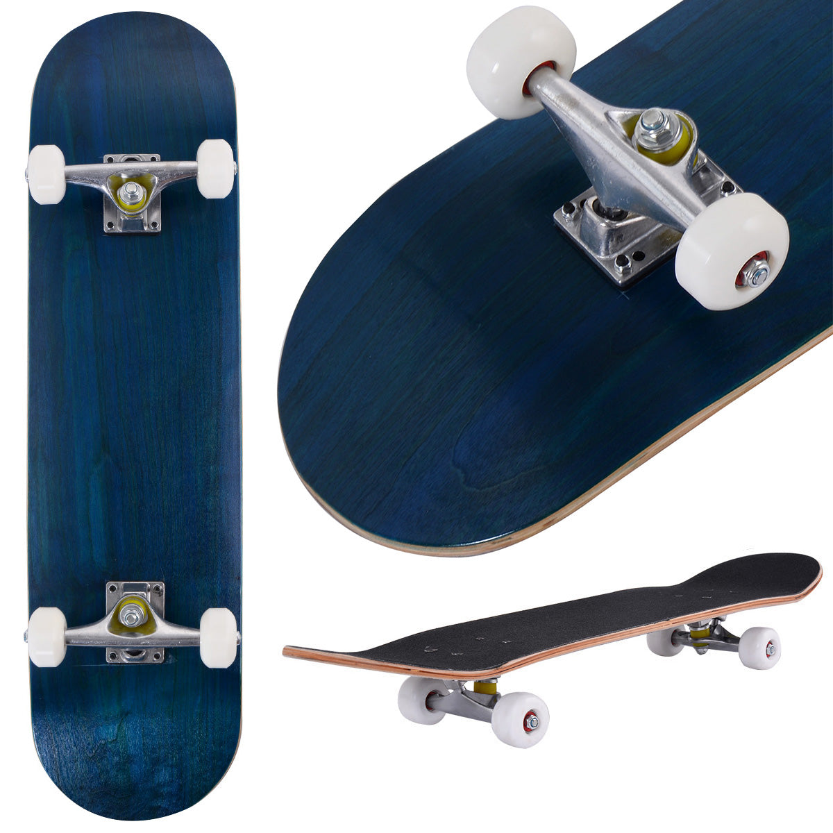 LIVSK Skateboard voor Beginners - 7-Laags Esdoornhout - Aluminium Assendrager - PU-Wielen - Tot 75 kg - Marineblauw