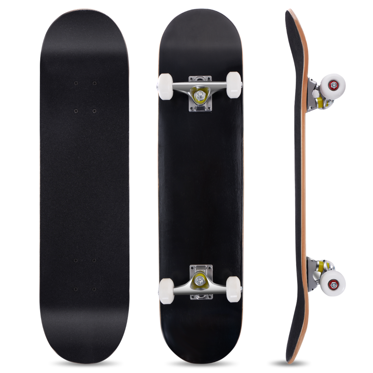 LIVSK Skateboard voor Beginners - 7-Laags Esdoornhout - Aluminium Asdrager - ABEC-7 Kogellagers - 80 x 20 cm - Zwart