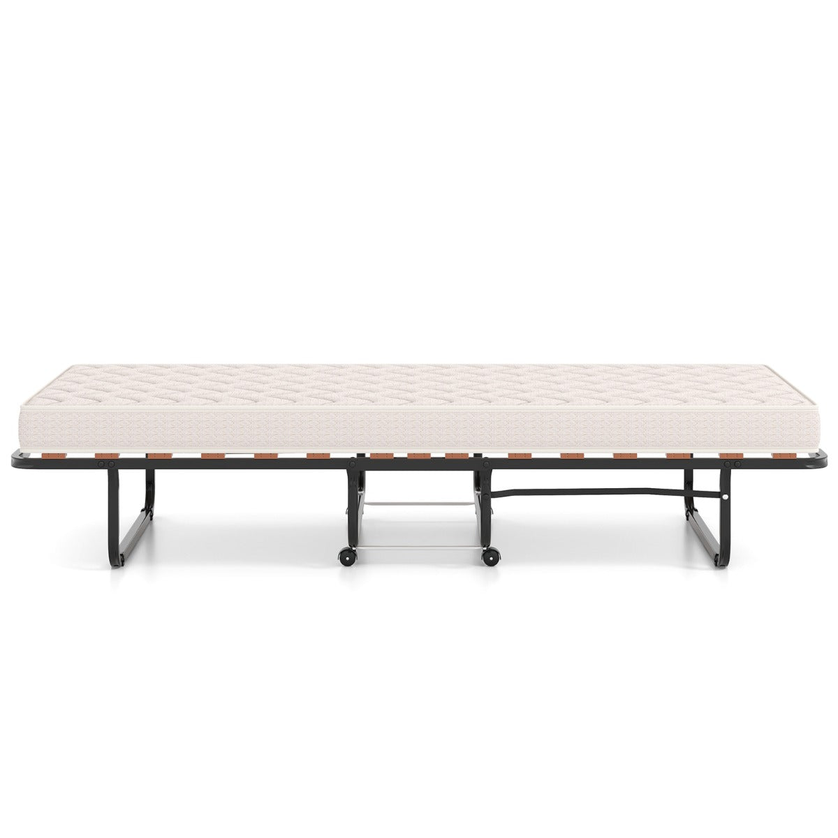 LIVSK Opvouwbaar Logeerbed - Traagschuimmatras - Hypoallergene Vezels - Stevig Frame met Wieltjes - Tot 120 kg - Beige/Zwart