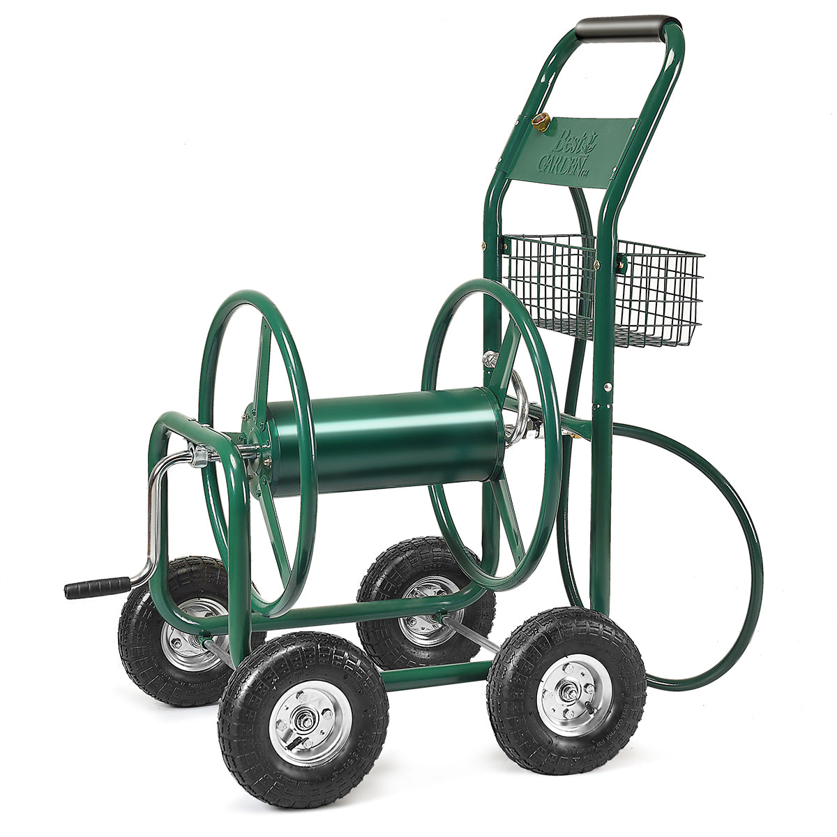 Livsk costway 80m slangwagen tuinslangwagen voor 5 8 slang slanghaspel met mand slanghouder metaal slanghaspel met 189cm aansluitslang 1