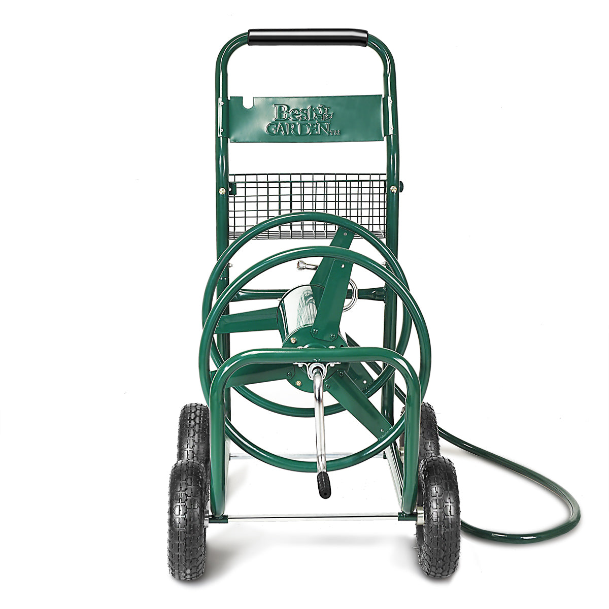 Livsk costway 80m slangwagen tuinslangwagen voor 5 8 slang slanghaspel met mand slanghouder metaal slanghaspel met 189cm aansluitslang