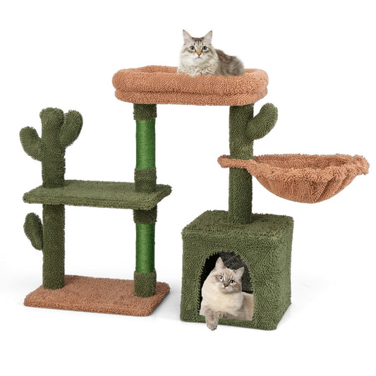 LIVSK Moderne Kattenboom 4 Niveaus - Speels Design - Natuurlijke Sisal Krabpalen - Veilig en Comfortabel - 90 x 31 x 81 cm -