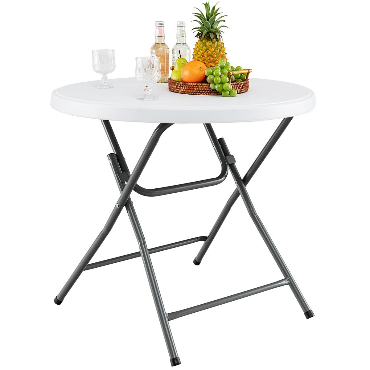 LIVSK Opvouwbare Tafel - Weerbestendig HDPE - Robuuste Metalen Poten - Draagvermogen 75 kg - Ideaal voor Binnen en Buiten - Wit