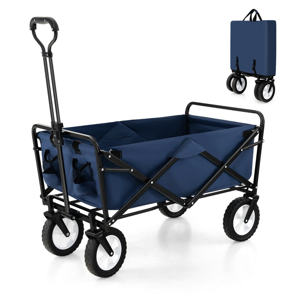 LIVSK Opvouwbare Trolley - 82 L Capaciteit - Verstelbare Handgreep - 2 Bekerhouders - Draagvermogen 68 kg - Marineblauw