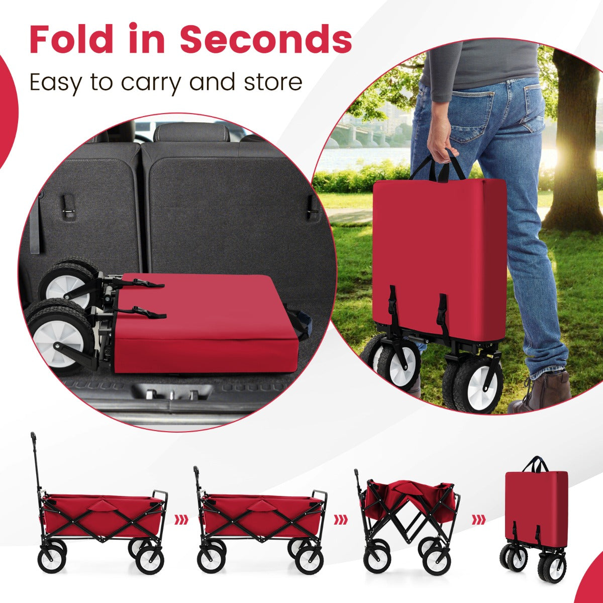 LIVSK Opvouwbare Trolley - 68 kg Draagvermogen - Verstelbare Handgreep - 82L Capaciteit - Stille Wielen - Marineblauw
