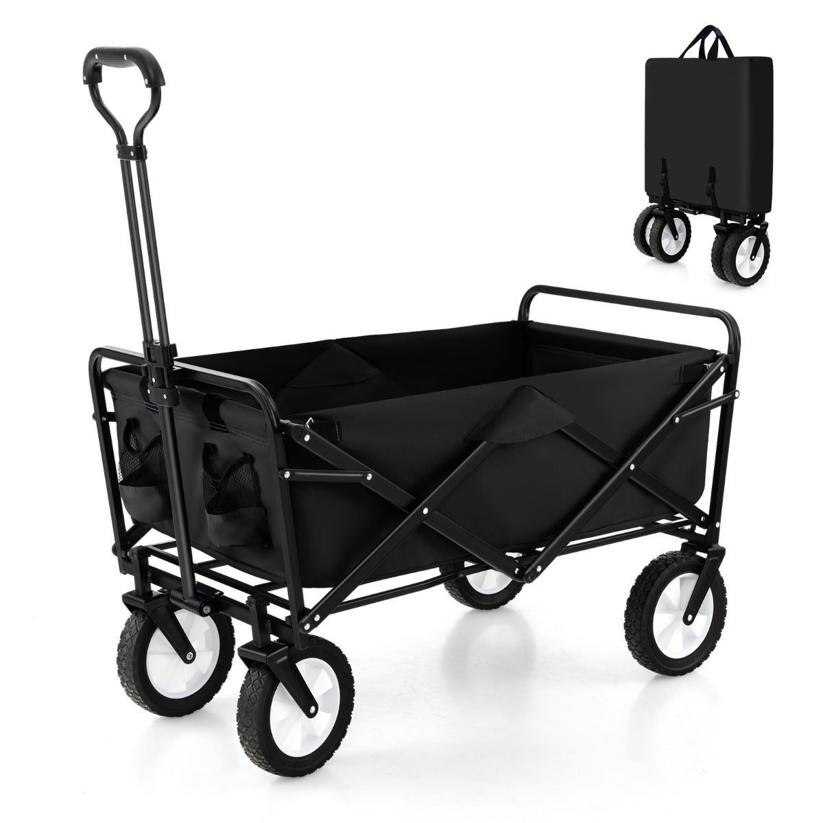 LIVSK Opvouwbare Trolley - 82L Capaciteit - Verstelbare Handgreep - Duurzaam Metaal - Gemakkelijk te Maneuvreren - Marineblauw