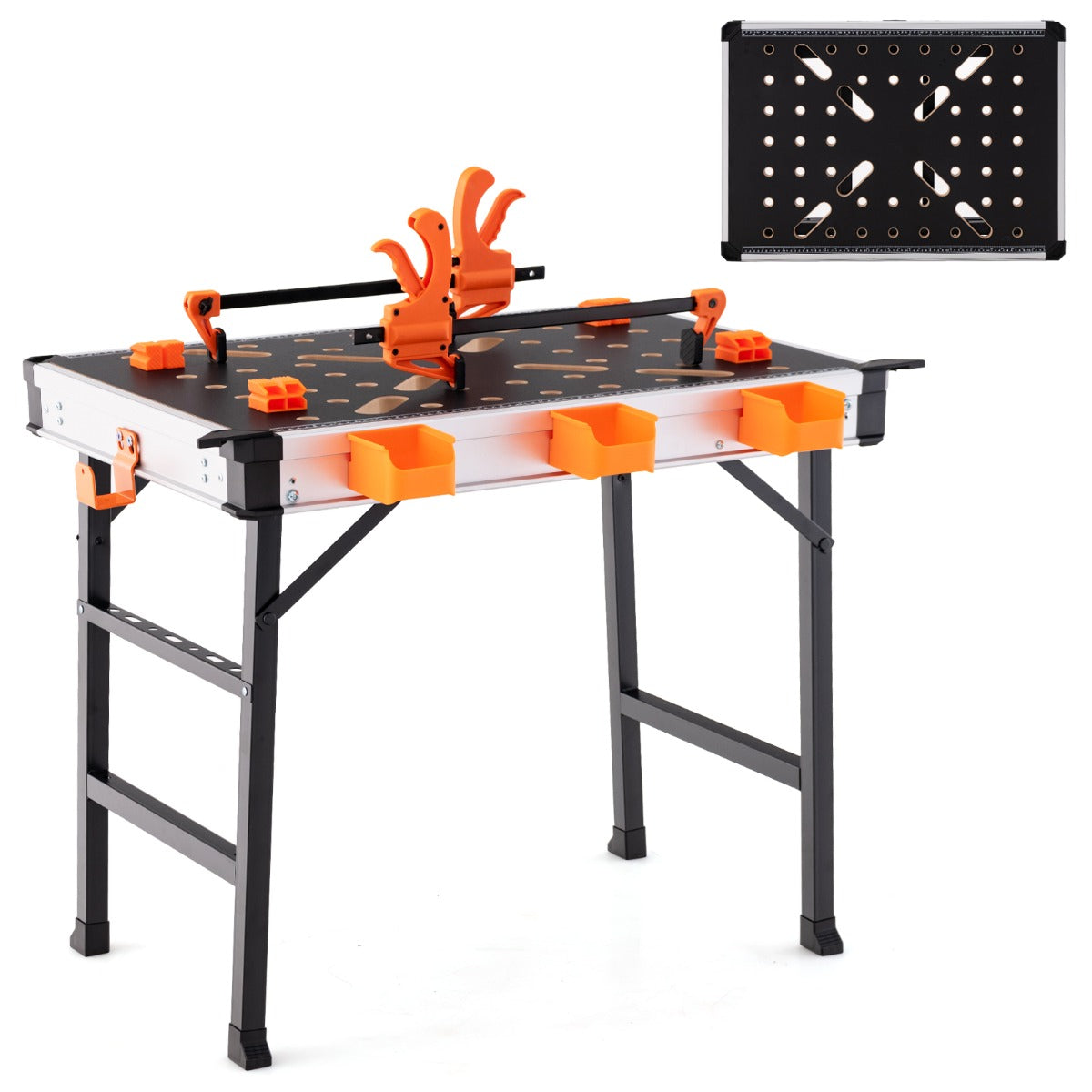 LIVSK Draagbare Werktafel - Opvouwbaar - 2 Tafels Koppelbaar - 454 kg Draagvermogen - Antislip - Ruim Tafelblad - Zwart