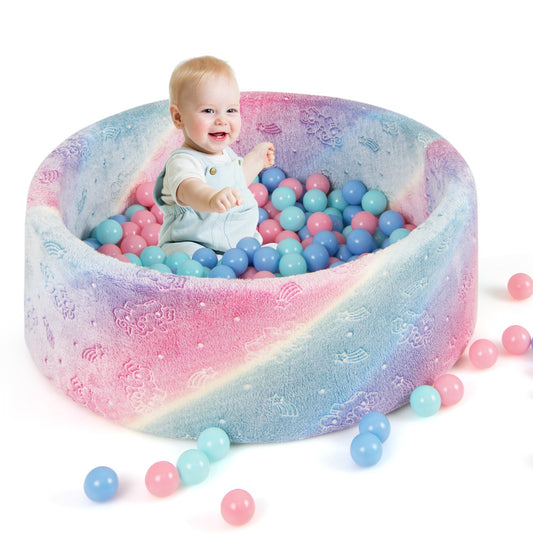 LIVSK Zachte Schuimrubberen Ballenbak - Inclusief 200 Kleurrijke Oceaanballen - Glow-in-the-Dark - Veilig en Comfortabel - Grijs