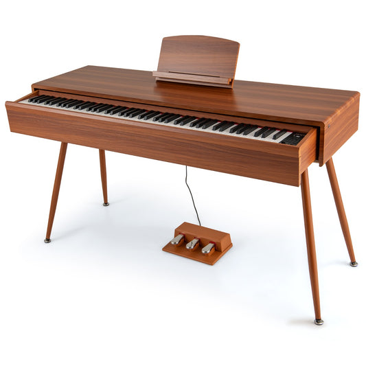 Livsk costway 88 toetsen graded hammer action weighted keyboard piano met push pull lade opname weergave digitale piano voor beginners