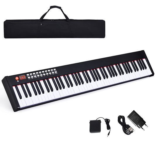 LIVSK Elektrische Piano 88 Toetsen - Gevoelige Toetsen - Leerfunctie - Sustainpedaal - Draagtas - Zwart