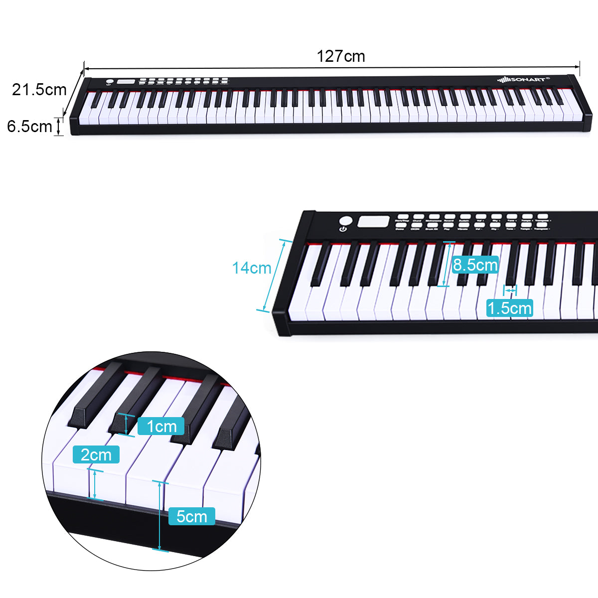 LIVSK Elektrische Piano 88 Toetsen - Gevoelige Toetsen - Leerfunctie - Sustainpedaal - Draagtas - Zwart