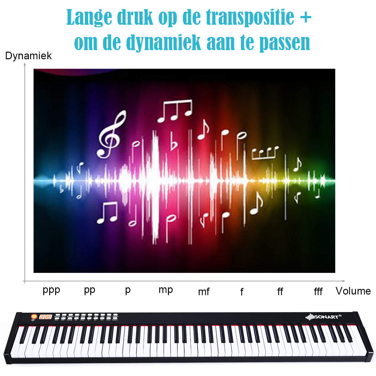 LIVSK Elektrische Piano 88 Toetsen - Gevoelige Toetsen - Leerfunctie - Sustainpedaal - Draagtas - Zwart