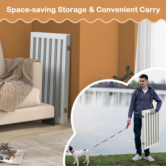 LIVSK Vrijstaand Dierenhek - 360° Draaibare Scharnieren - Inklapbaar en Lichtgewicht - Voor Middelgrote Huisdieren - Wit