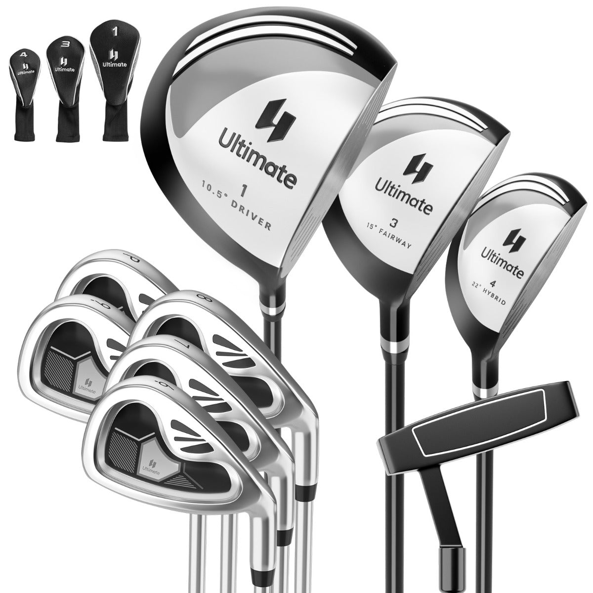 LIVSK 9 - delige Golfclubset voor Rechtshandige Heren - Inclusief Driver, Fairway, Hybrid, Ijzers en Putter - Laag Zwaartepunt
