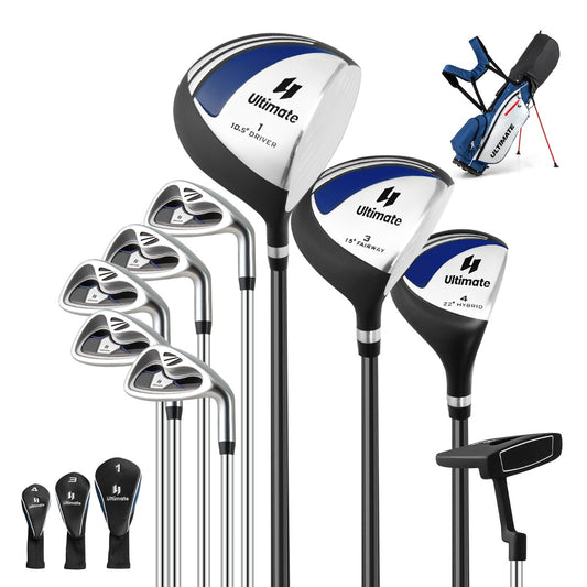 LIVSK Complete Golfclubset voor Heren - 9-delig met Gelegeerde Driver en Standbag - Voor Beginners en Ervaren Golfers - Zwart