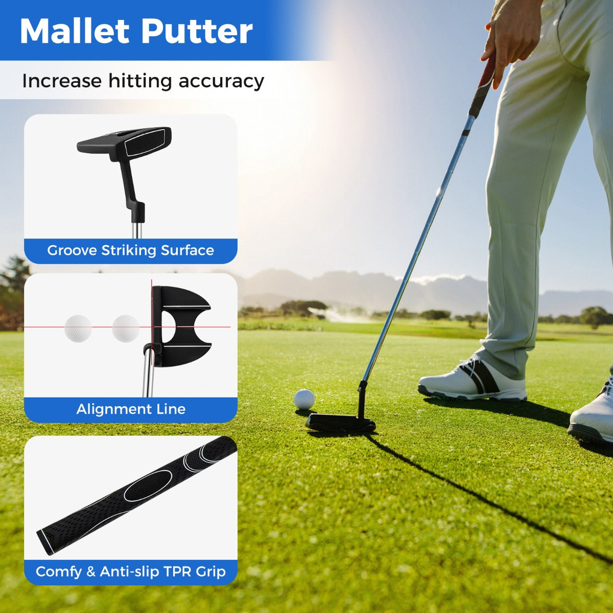 LIVSK Complete Golfclubset voor Heren - 9-delig met Gelegeerde Driver en Standbag - Voor Beginners en Ervaren Golfers - Zwart