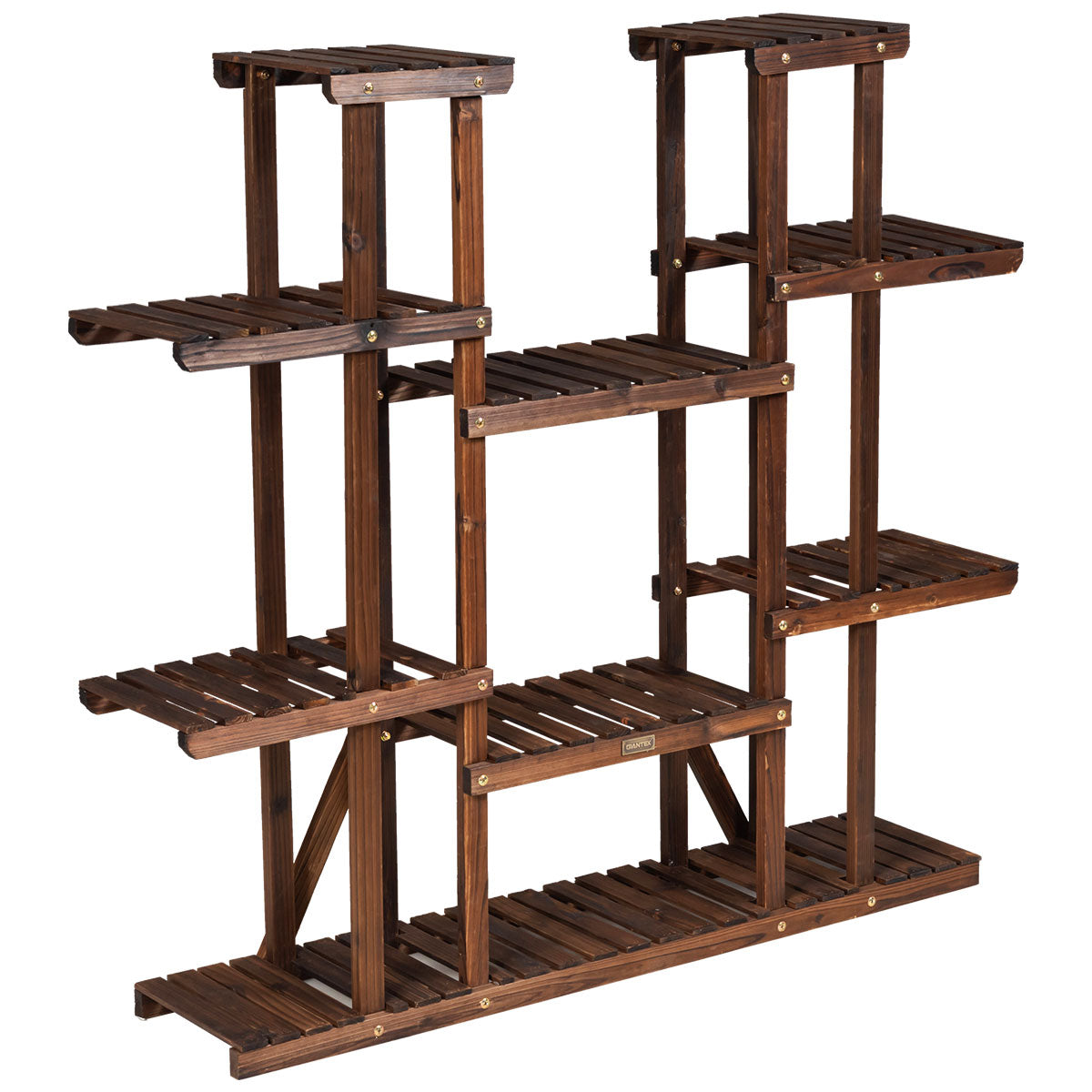 LIVSK 9-laags Bloemenstandaard - Massief Sparrenhout - Duurzaam en Stabiel - Voor 17 Potten - 125 x 25 x 114 cm - Natuur