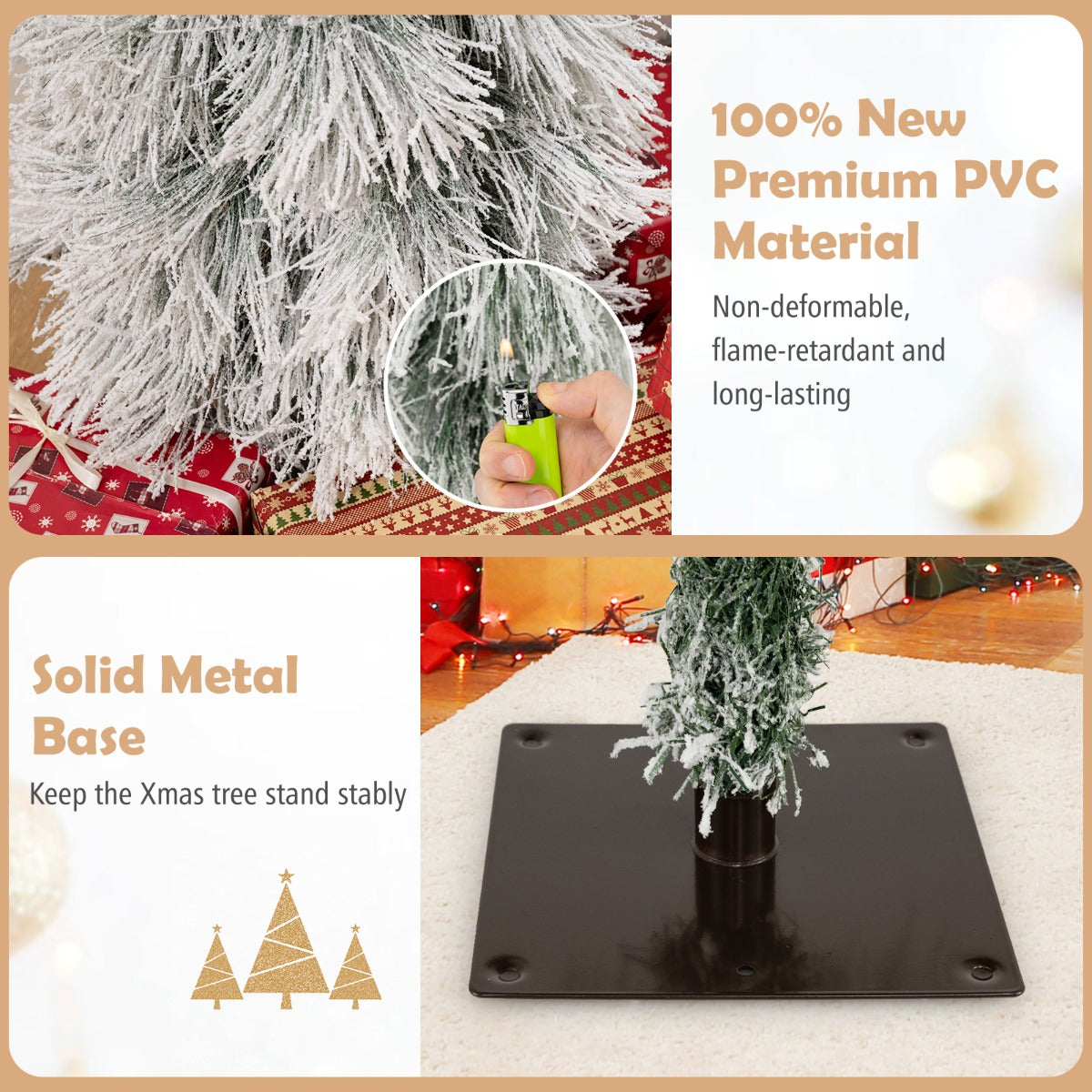 Livsk costway 90 cm 120 cm 150 cm een set van drie kunstkerstbomen compleet met lampjes 3