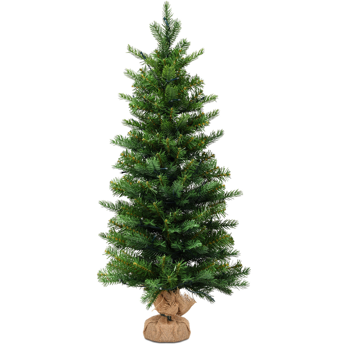 LIVSK Kunstkerstboom 90 cm - Natuurgetrouwe PVC en PE Bladeren - 50 LED-lampjes met Timer - Stabiele Basis - Groen