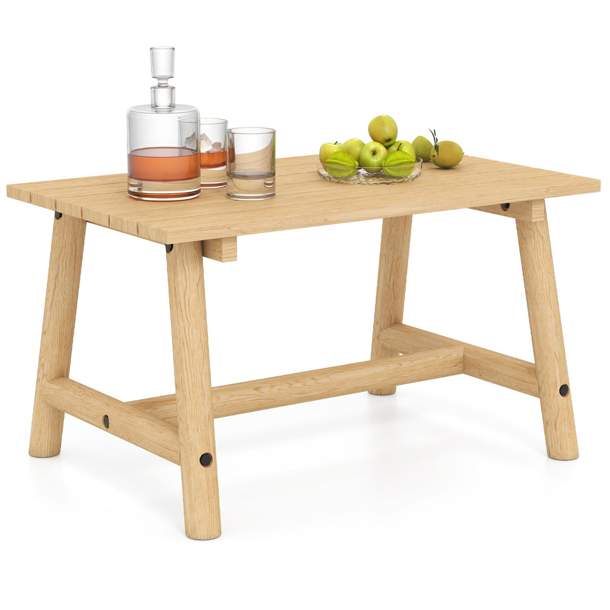 LIVSK Massief Houten Patio Salontafel - Stevige 6 cm Dikke Poten - Elegant Lattenontwerp - Voor Binnen en Buiten - 90 x 55 x 50