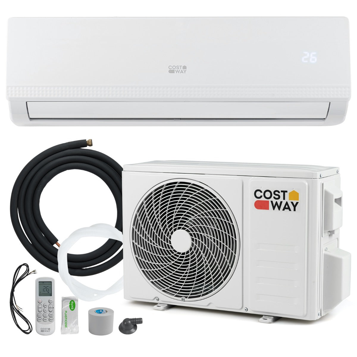 LIVSK Mini Split Airconditioner - 9000 BTU voor Ruimtes tot 42 m² - A++ Energieklasse - 7 Modi - Stille Werking - Wit