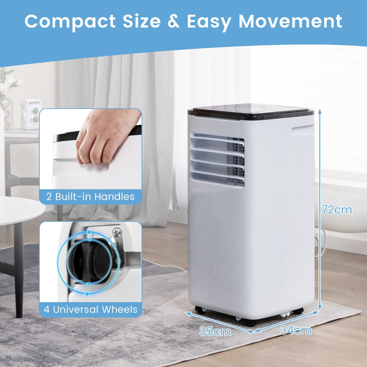 Livsk costway 9000 btu draagbare airconditioner 4 in 1 unit met koeling ventilator verwarming en ontvochtiger slimme airconditioner met wi fi