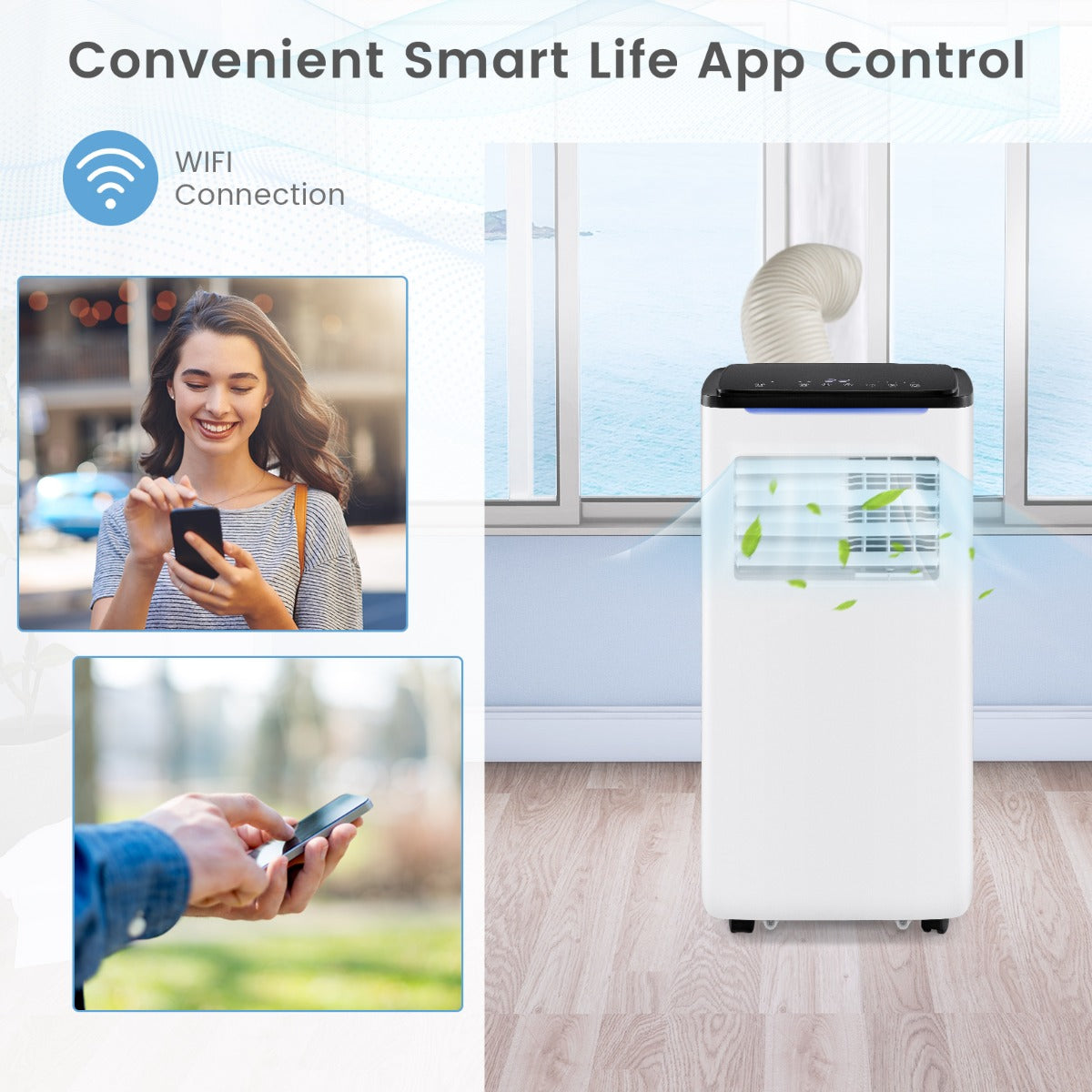 Livsk costway 9000 btu draagbare airconditioner 4 in 1 unit met koeling ventilator verwarming en ontvochtiger slimme airconditioner met wi fi
