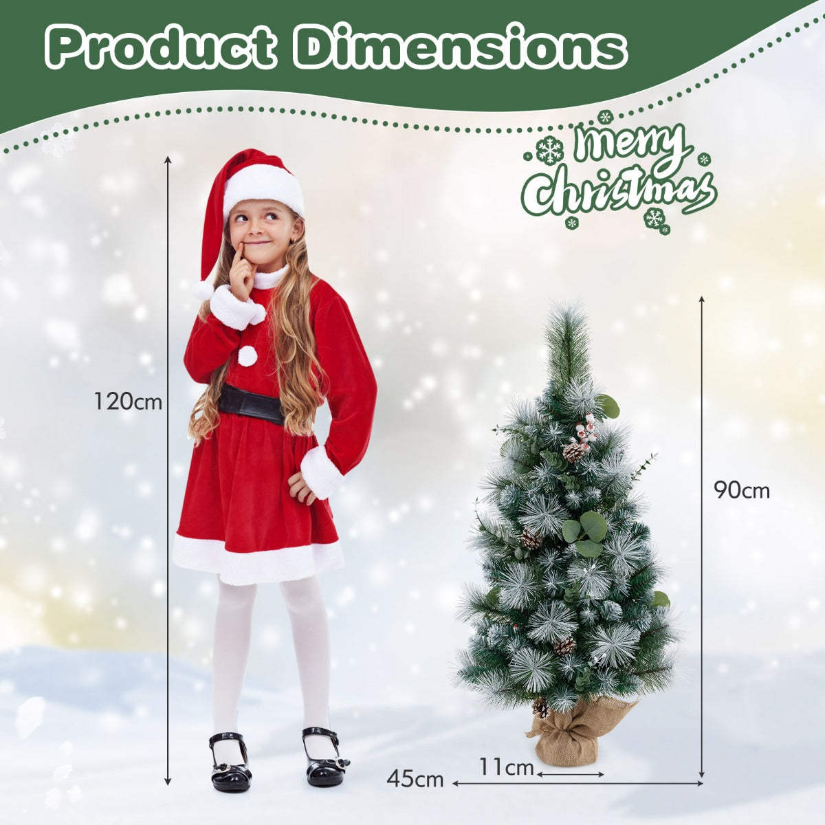 LIVSK Kunstkerstboom - Voorverlicht met 30 LED-lampjes - 98 Takuiteinden - Compact voor Kleine Ruimtes - Groen + Wit