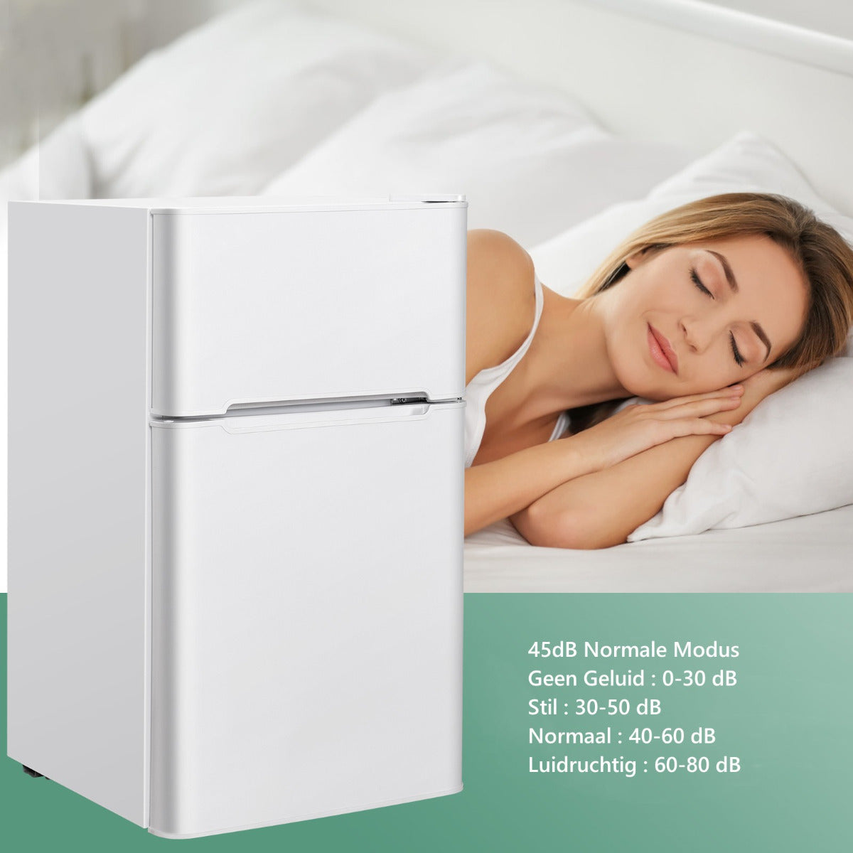 LIVSK Compacte Koelkast met Aparte Vriezer - 90L - Mechanisch Regelbare Thermostaat - Stil en Energiezuinig - Wit