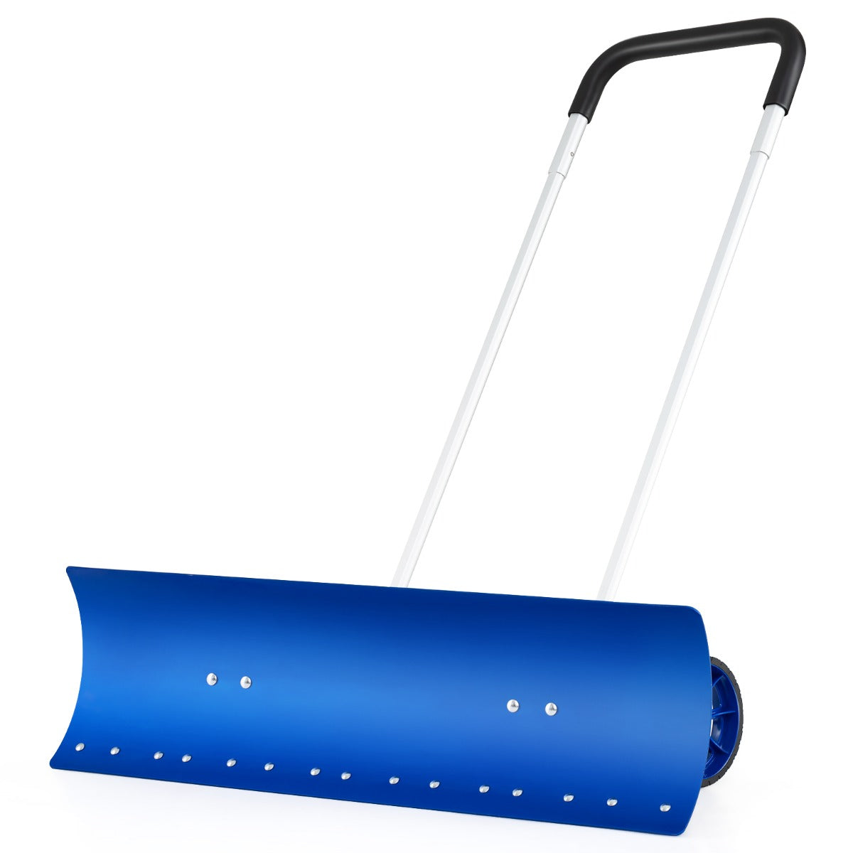 LIVSK Sneeuwschuiver - Omkeerbaar Blad 95 cm - Verstelbare Handgreep 90-120 cm - Antislip Wielen - Blauw