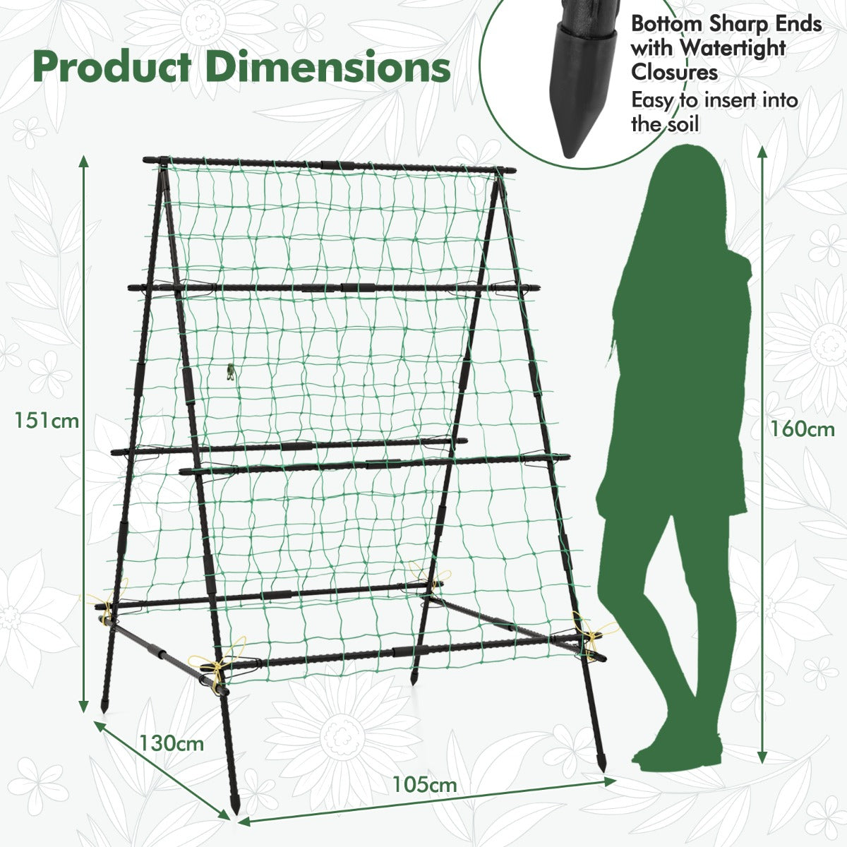 LIVSK A-frame Tuinhark - PE Gecoate Metalen Buizen - Stabiliteit met Sure-clips - Eenvoudige Installatie - 130 x 105 x 151 cm -
