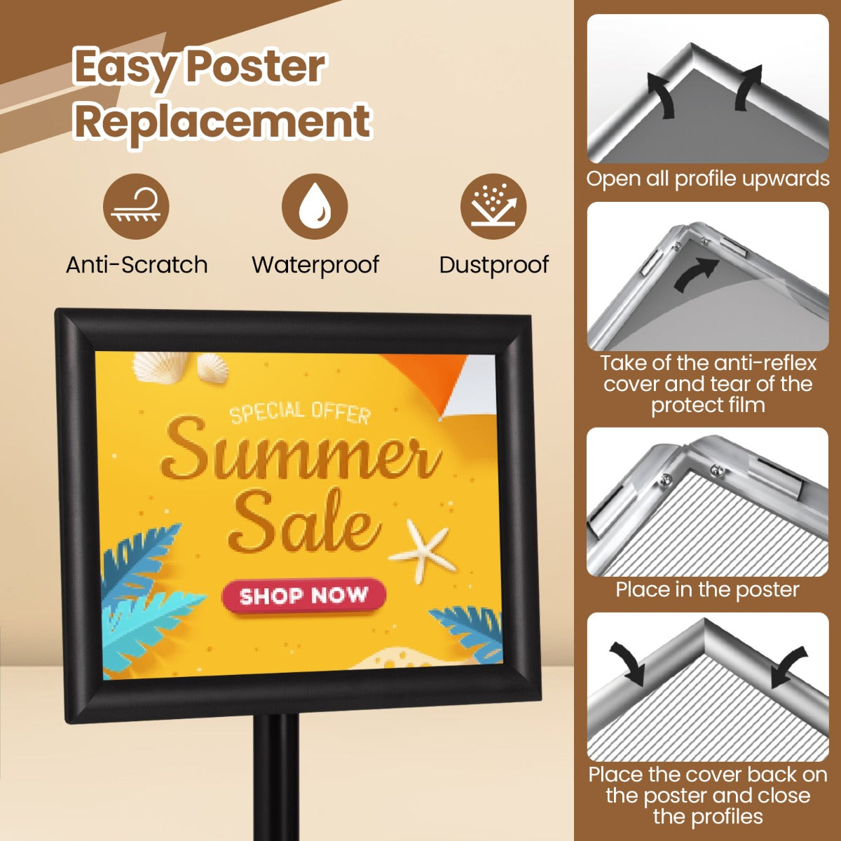 Livsk costway a4 informatiestand 2 delige set verticale displaystandaards 5