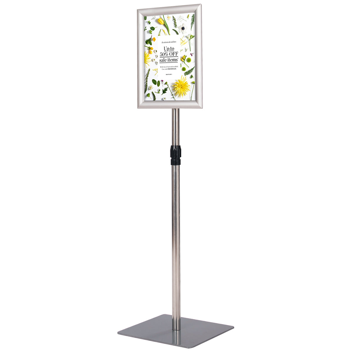 LIVSK Set van 2 Verstelbare Presentatiestandaards - Hoogte 74-118 cm - Duurzaam Aluminium - 360° Rotatie - Zilver