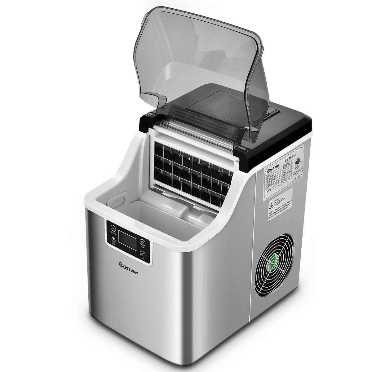LIVSK Aanrecht Ijsmachine - Automatische 18 kg/dag - 24 IJsblokjes in 15 Min - Zelfreinigend - LCD Bediening - Zilver