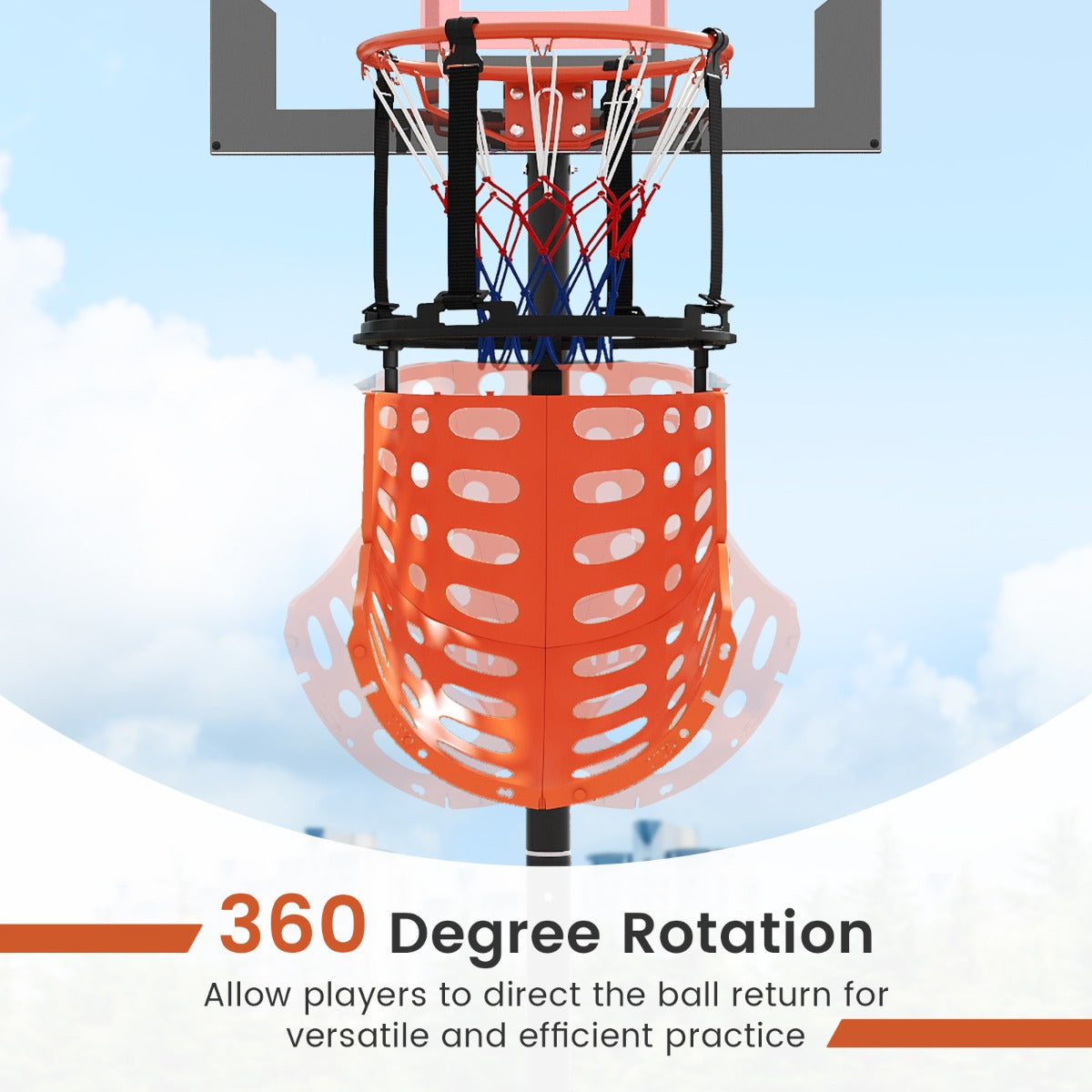Livsk costway accessoires voor basketbalrebounders 360 roterende basketbalrebounder 4