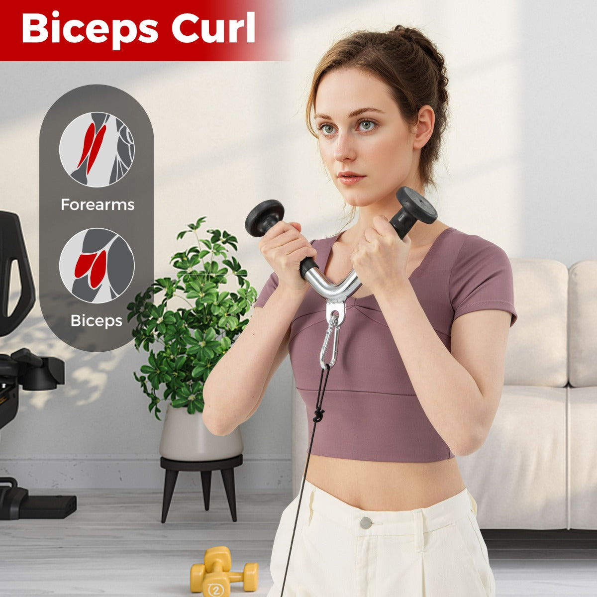 LIVSK Kabelmachine Accessoireset - V-Vormige Handgreep - Dubbele D-Handgreep - Triceps Touw - Duurzaam en Ergonomisch - Zwart +