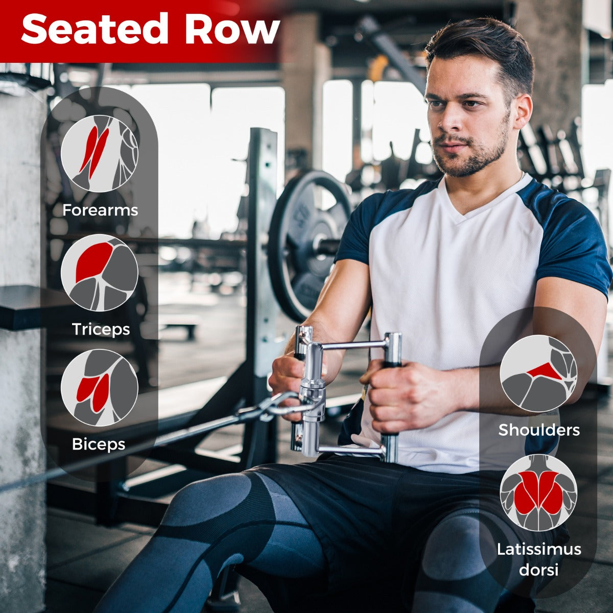 LIVSK Kabelmachine Accessoireset - V-Vormige Handgreep - Dubbele D-Handgreep - Triceps Touw - Duurzaam en Ergonomisch - Zwart +