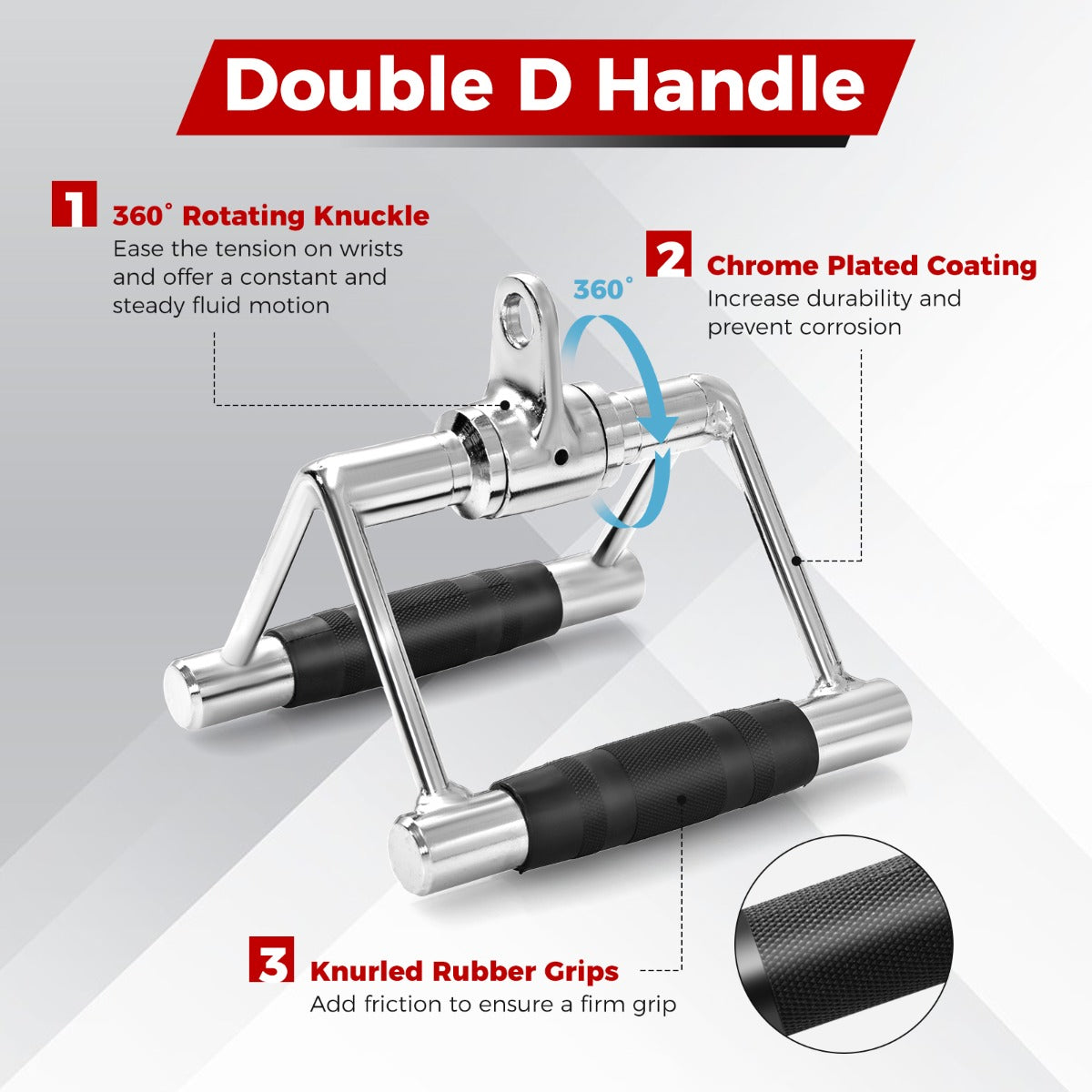 LIVSK Kabelmachine Accessoireset - V-Vormige Handgreep - Dubbele D-Handgreep - Triceps Touw - Duurzaam en Ergonomisch - Zwart +