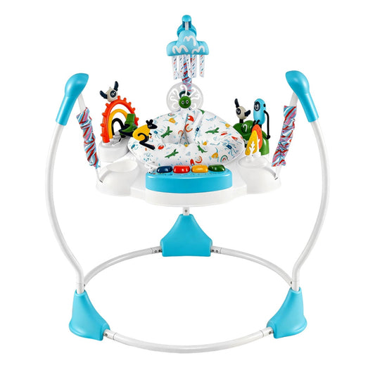 Livsk costway activiteitencentrum voor babys springstoeltje en wipstoeltje met 6 interactieve speeltjes in 3 standen verstelbaar en 360 draaibaar speelblad blauw