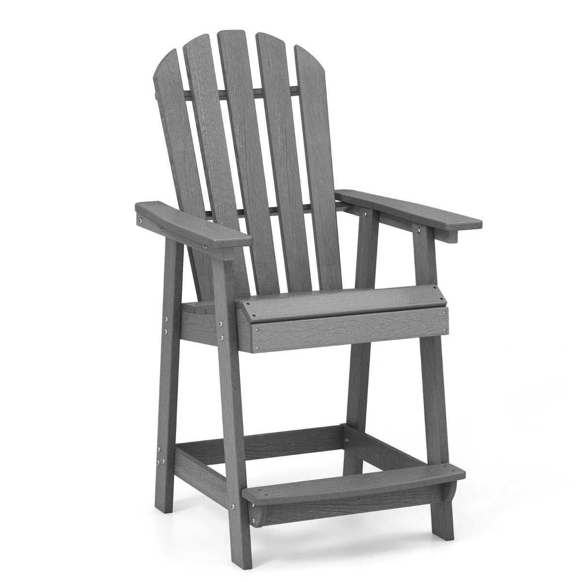 LIVSK Adirondack-barstoel - Weerbestendig en Ergonomisch - HDPE - Tot 150 kg - Voor Binnen en Buiten - Grijs