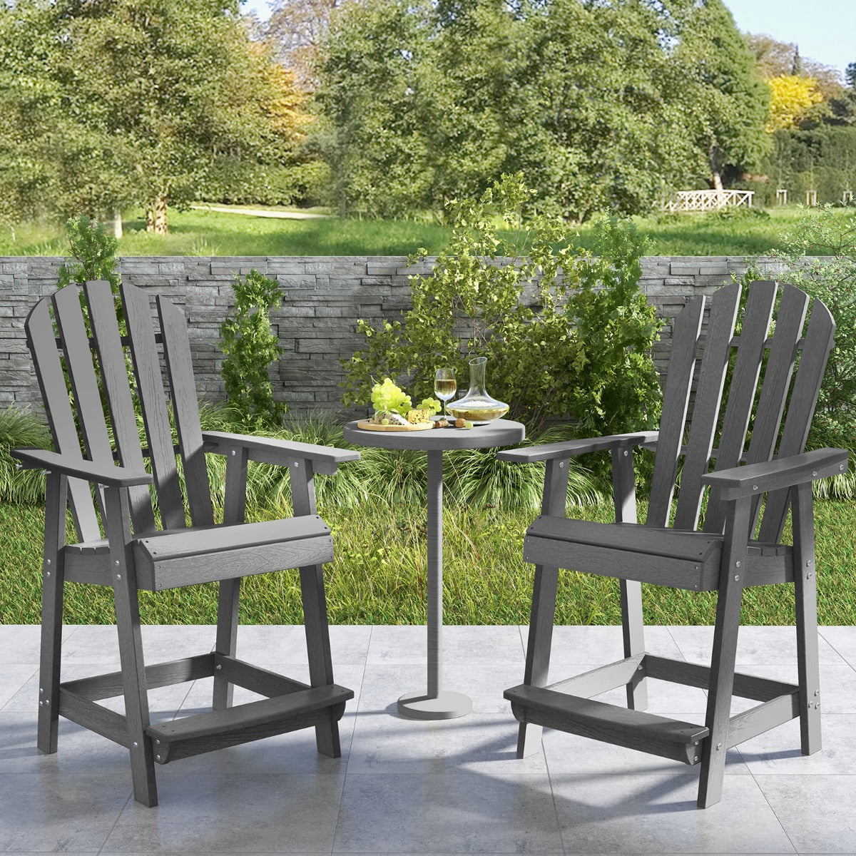 LIVSK Adirondack-barstoel - Weerbestendig en Ergonomisch - HDPE - Tot 150 kg - Voor Binnen en Buiten - Grijs