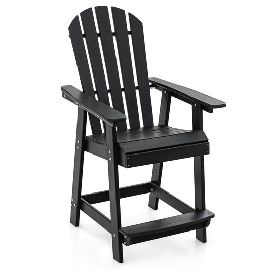LIVSK Adirondack-barstoel - Weerbestendig HDPE - Ergonomisch met Armleuningen en Voetsteun - Tot 150 kg - Zwart