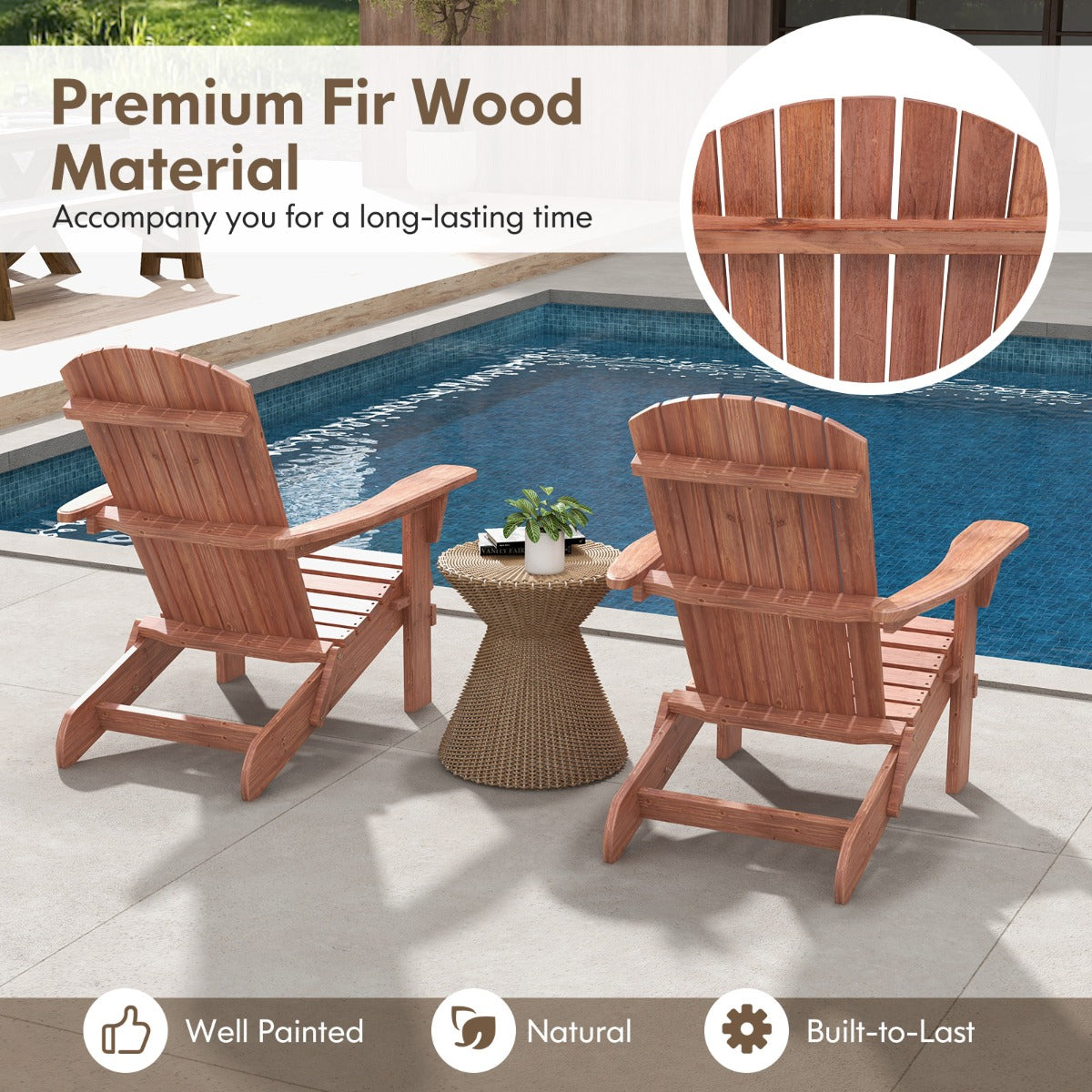 Livsk costway adirondack houten tuinstoel opvouwbare buitenstoel met armleuningen latten tuinstoel hoge rug opvouwbare stoel voor keuken terras 3