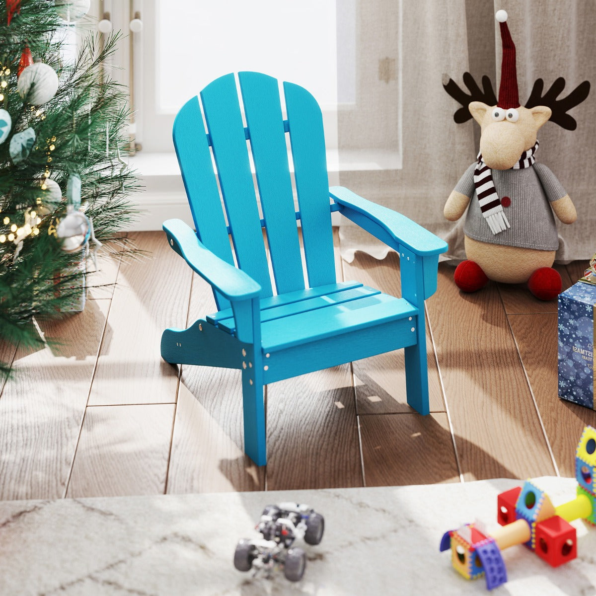 LIVSK Ergonomische Adirondack Kinderstoel - Weerbestendig HDPE - Voor Binnen en Buiten - Draagvermogen tot 75 kg - Bruin