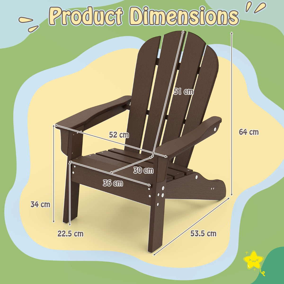 LIVSK Ergonomische Kinderstoel - Weerbestendig HDPE - Tot 75 kg - Voor 3-8 jaar - Comfortabel en stabiel - Bruin