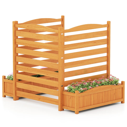 Livsk costway afscherming voor airconditioner met plantenbak vrijstaande houten privacyafscherming voor buiten met panelen boorvrije set 3 planken